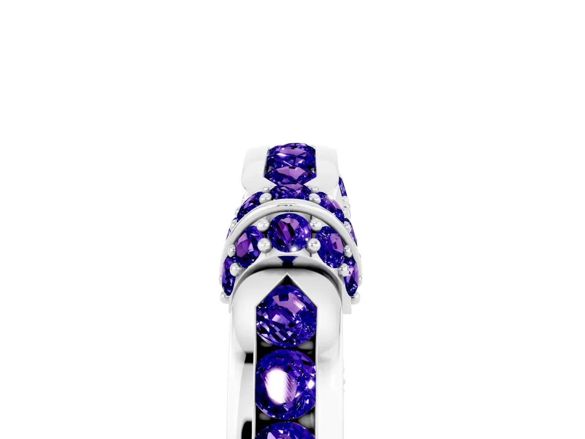 Pavé Round Tanzanite Link Band with Bezel Setting Silver