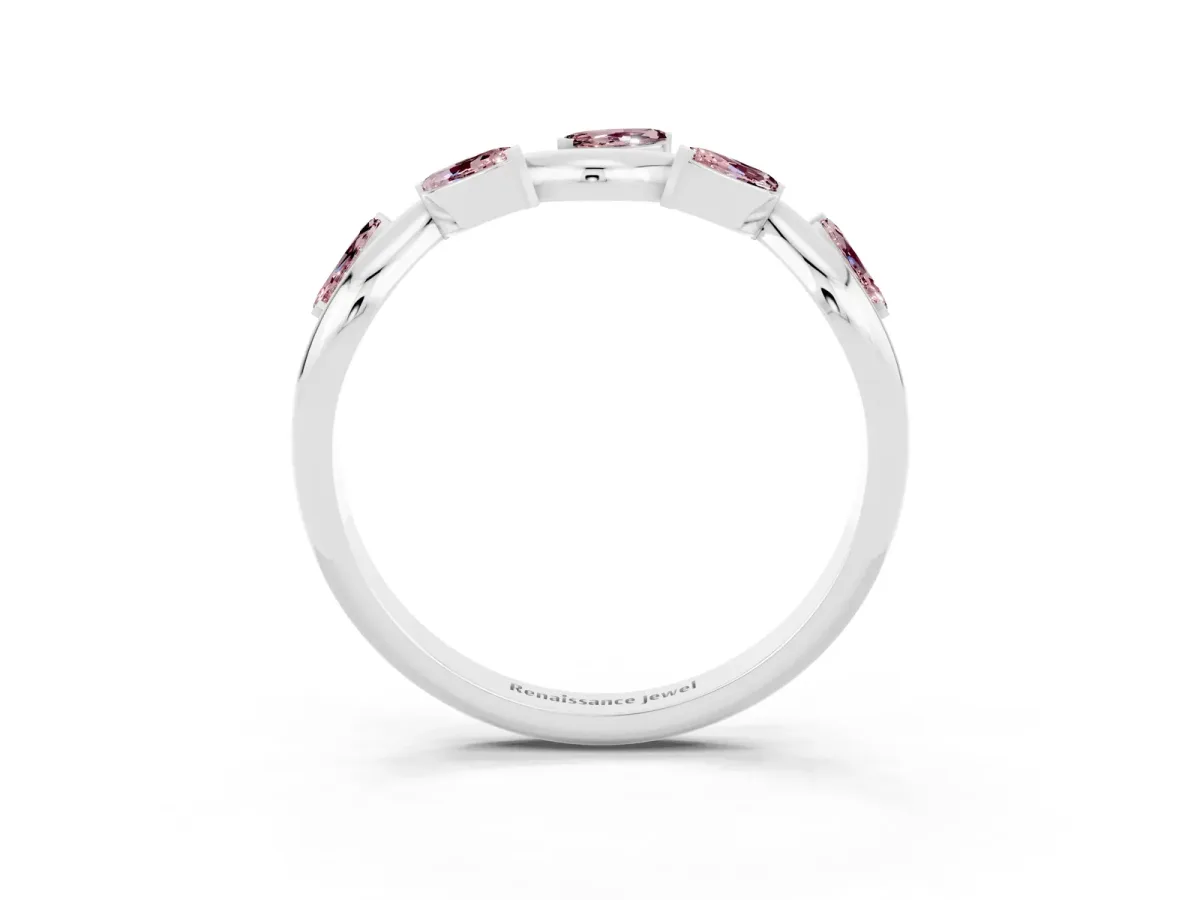 Marquise Morganite Twisted Band with Prong Setting Silver