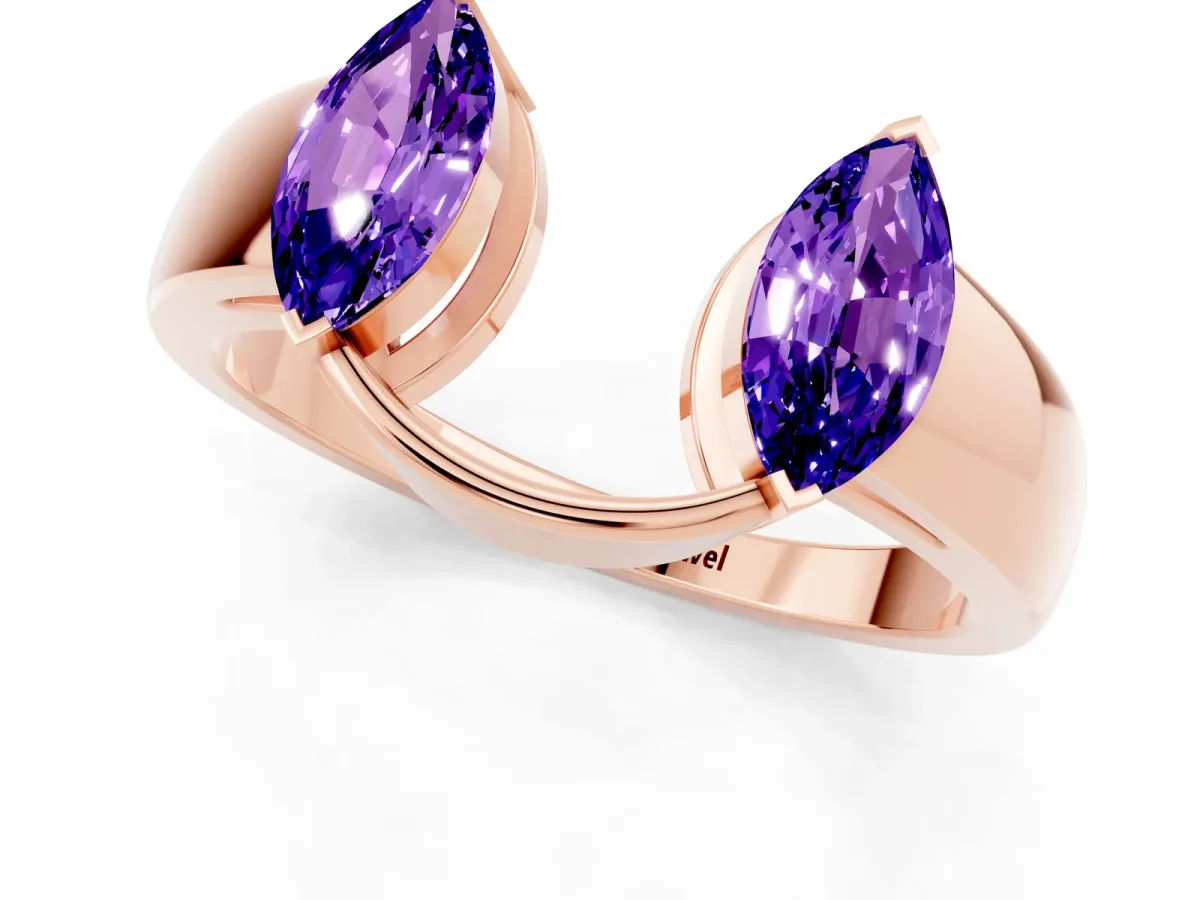 Marquise Tanzanite Open Band Ring with Tension Setting Rose gold