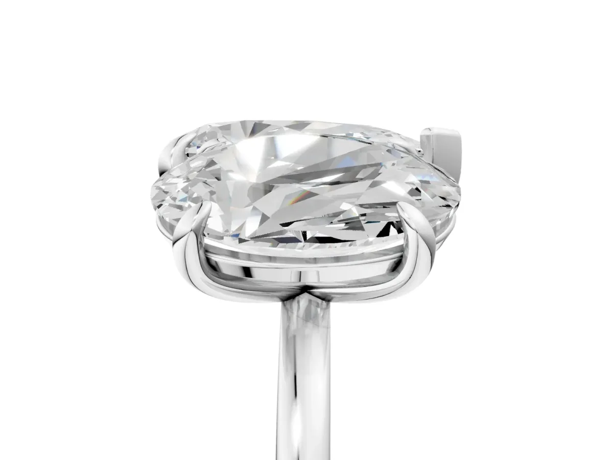 Oval and Pear Toi Moi Ring with Prong Setting and Plain Band Silver