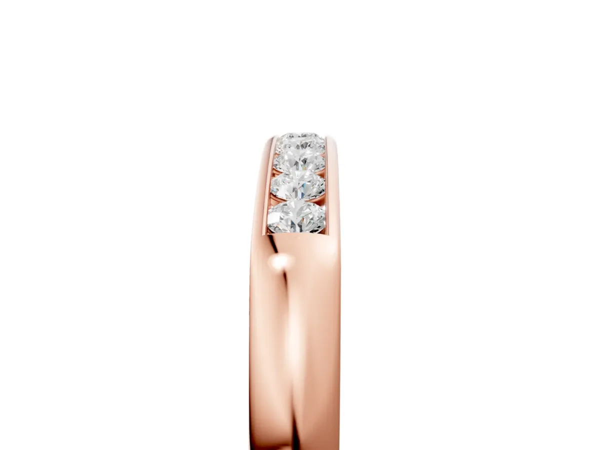 Channel Set Round Diamond Flat Band Rose gold