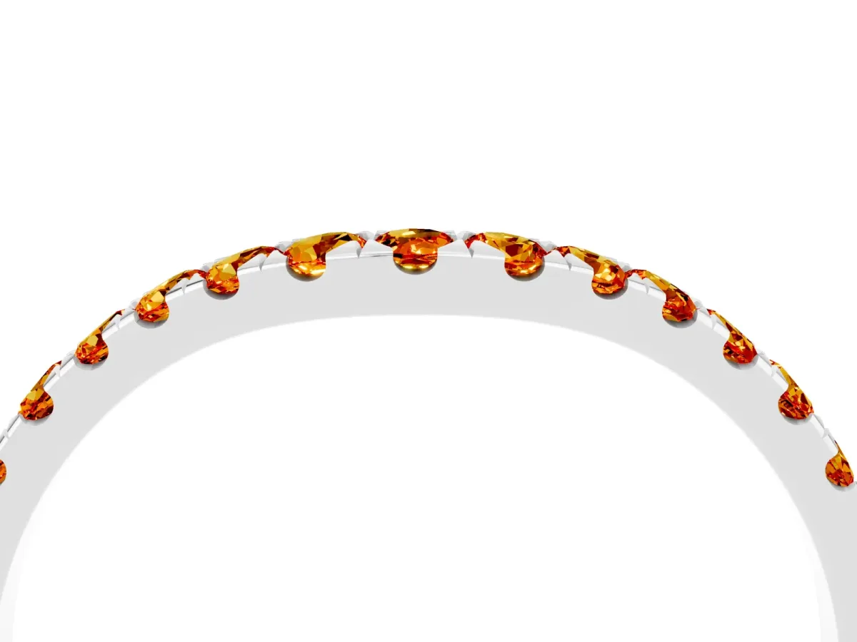 Curved Pavé Round Citrine Wedding Band with Shared Prong Setting Platinum