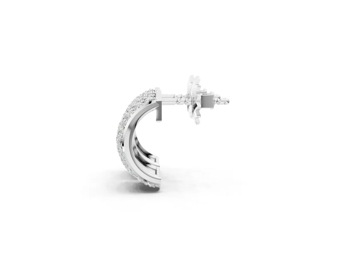 Pavé Round Diamond Huggie Earrings with Prong Setting Silver