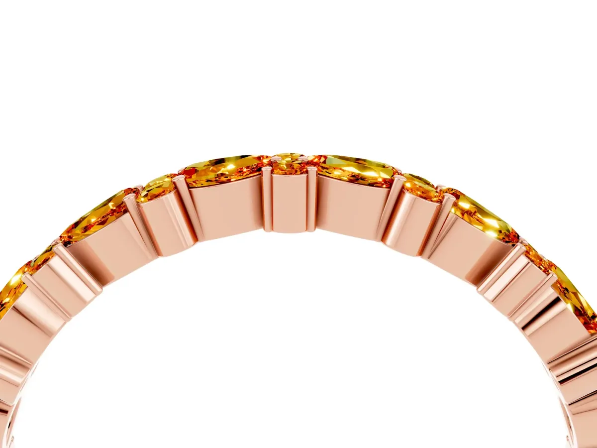 Pear and Round Citrine Wedding Band Rose gold
