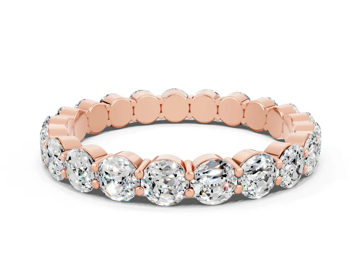 Round Moissanite Eternity Band with U-Prong Setting Rose gold