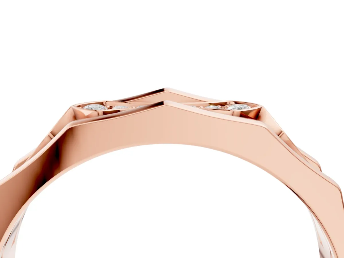 Pavé Round Diamond Eternity Band with Bar Prong Setting Rose gold