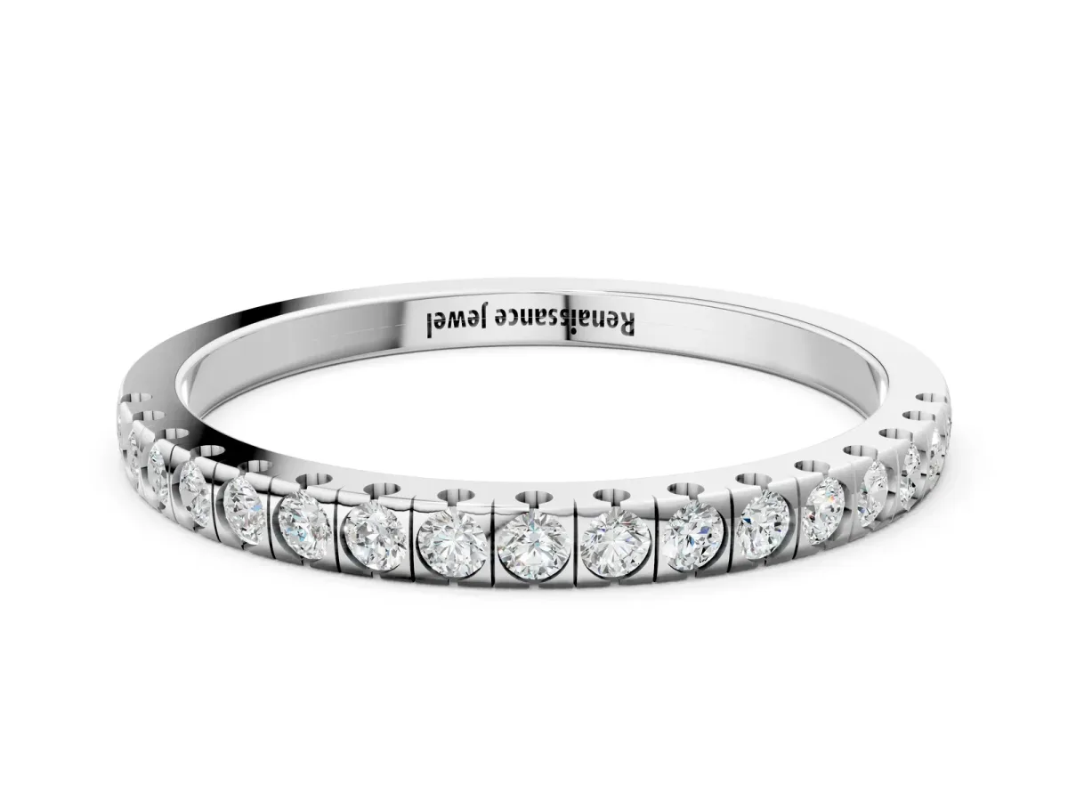 Round Cut Diamond Pavé Set Eternity Band Silver