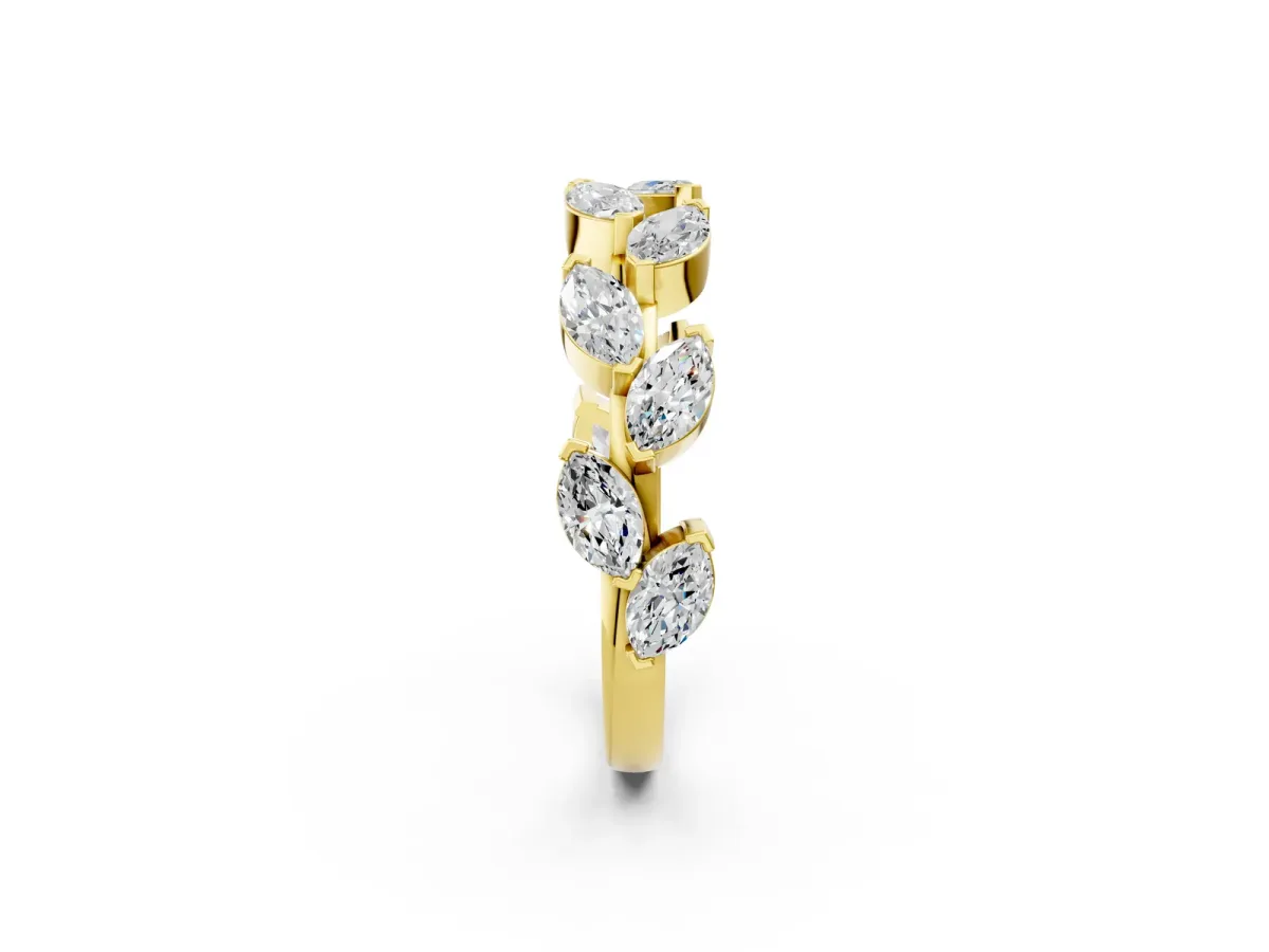 Marquise Diamond Eternity Band with Shared Prong Setting Yellow gold