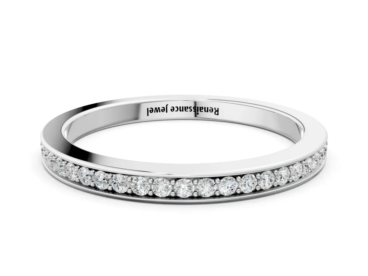 Round Diamond Eternity Band with Pavé Setting Silver