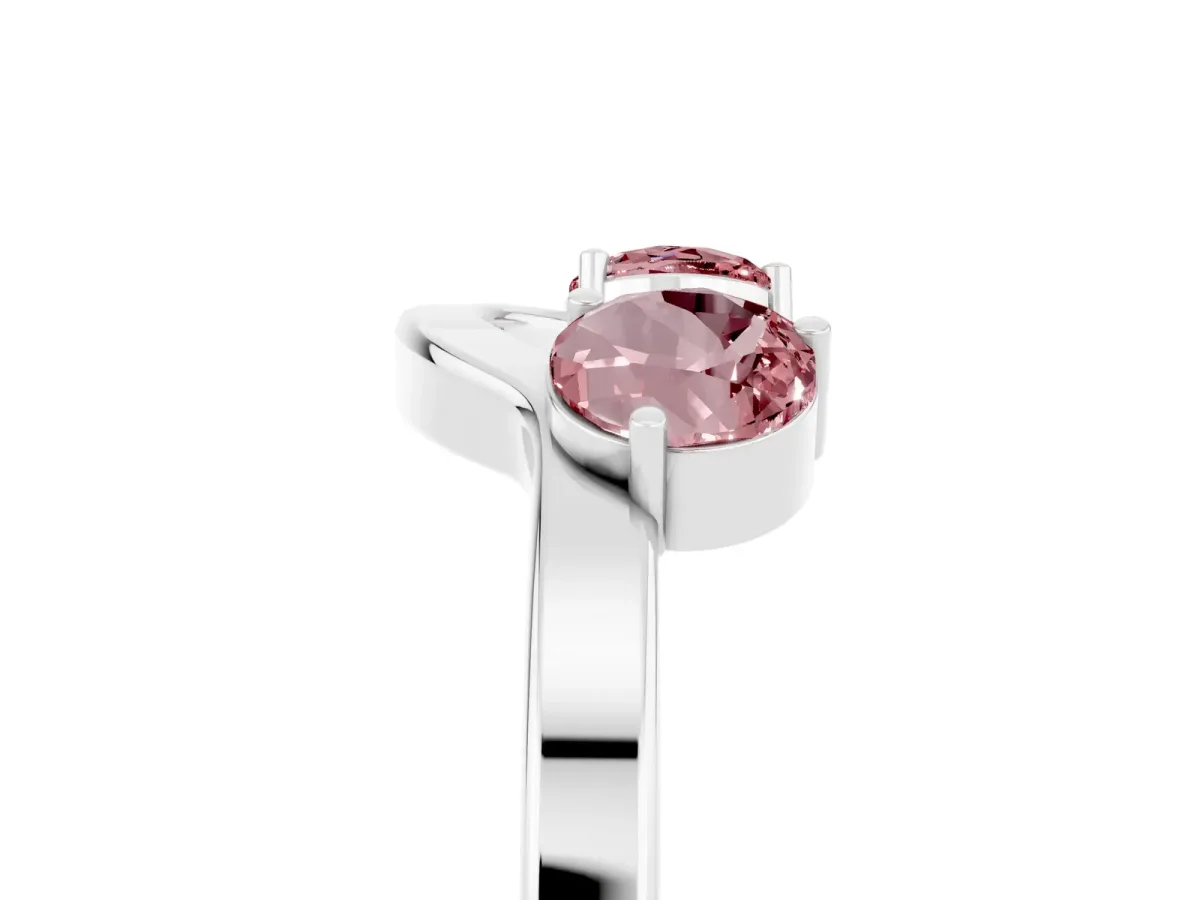 Dual Round Morganite Open Band Ring with Prong Setting Silver