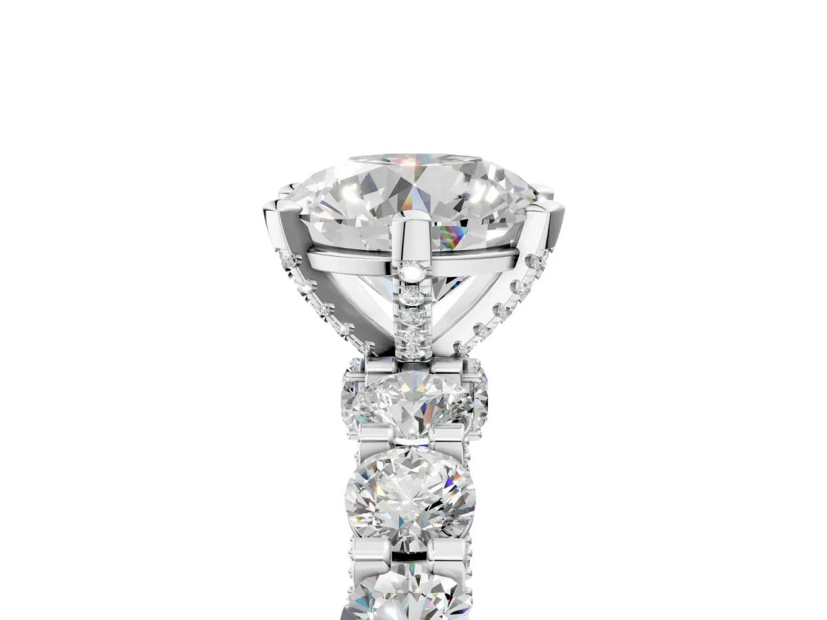 Round Diamond Mens Ring with Graduated Side Stones White gold