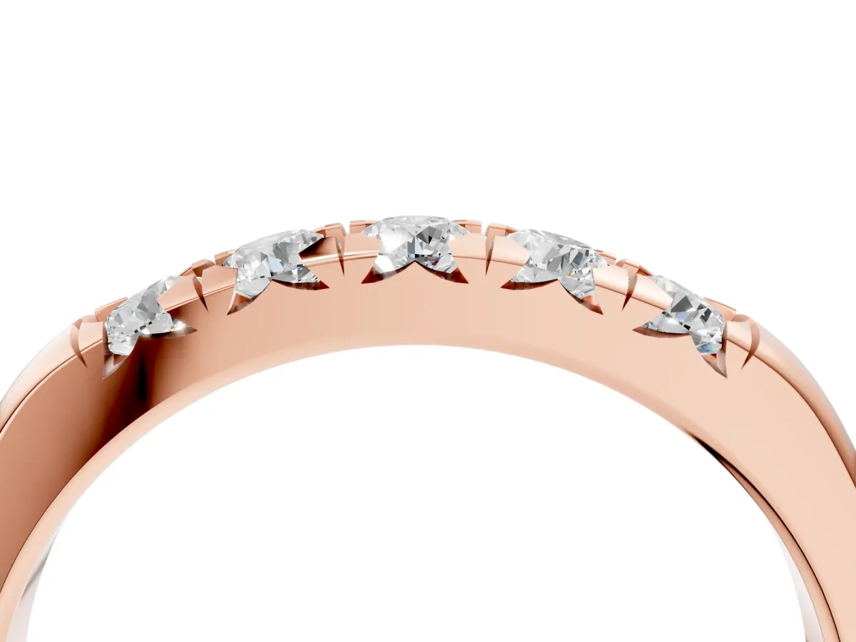 Round Diamond Channel Set Half Eternity Band Rose gold
