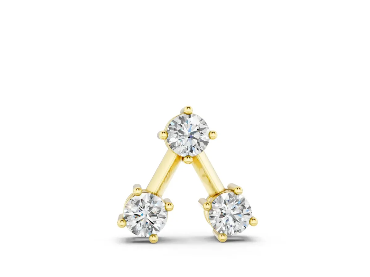 Three-Stone Round Diamond Prong Set Pendant Yellow gold
