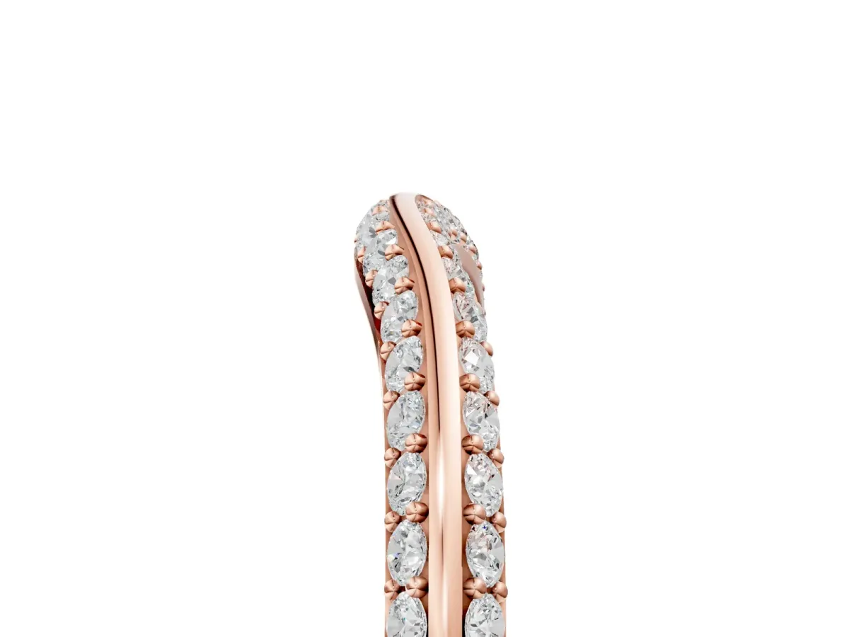 Pavé Round Diamond Wave Band with Shared Prong Setting Rose gold