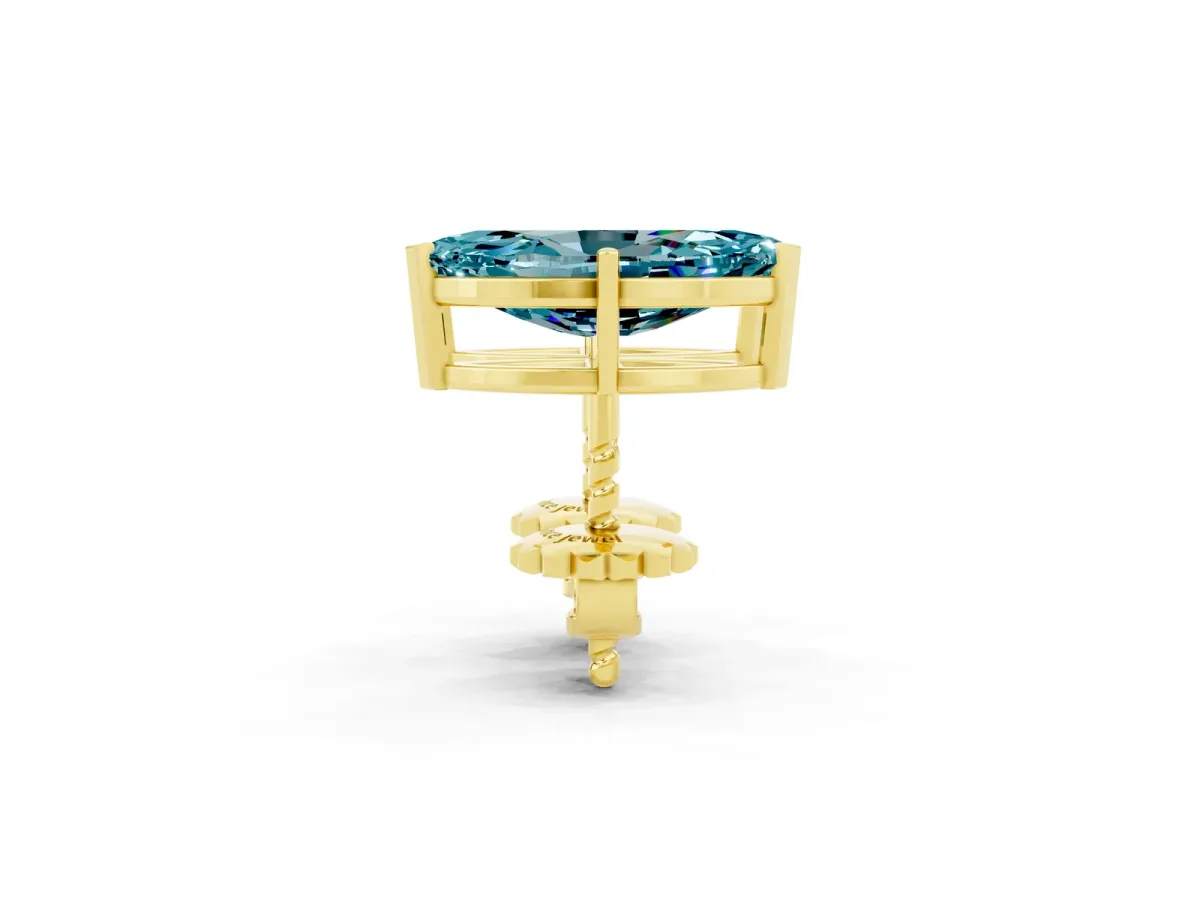 Marquise Cut Blue Topaz Stud Earrings Yellow gold