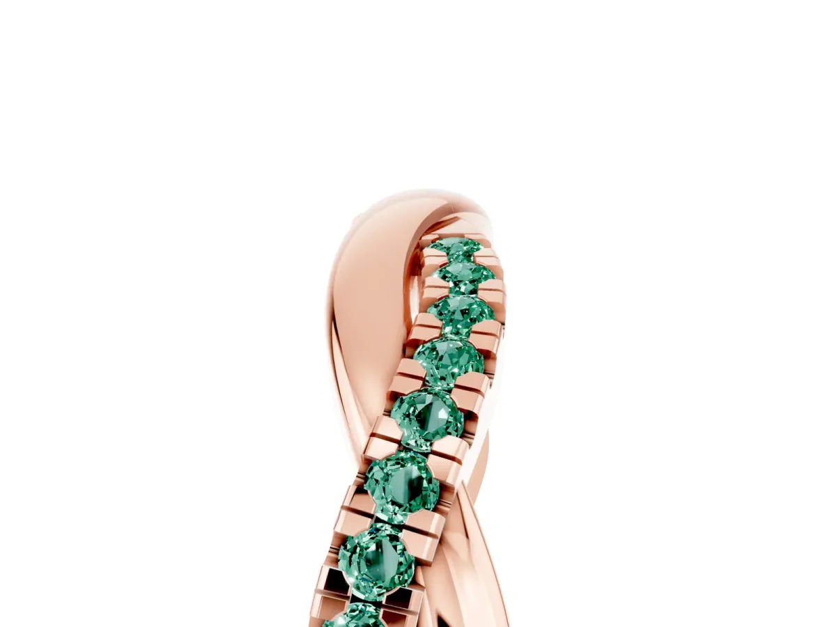 Round Green Sapphire Twisted Infinity Band with Prong Setting Rose gold