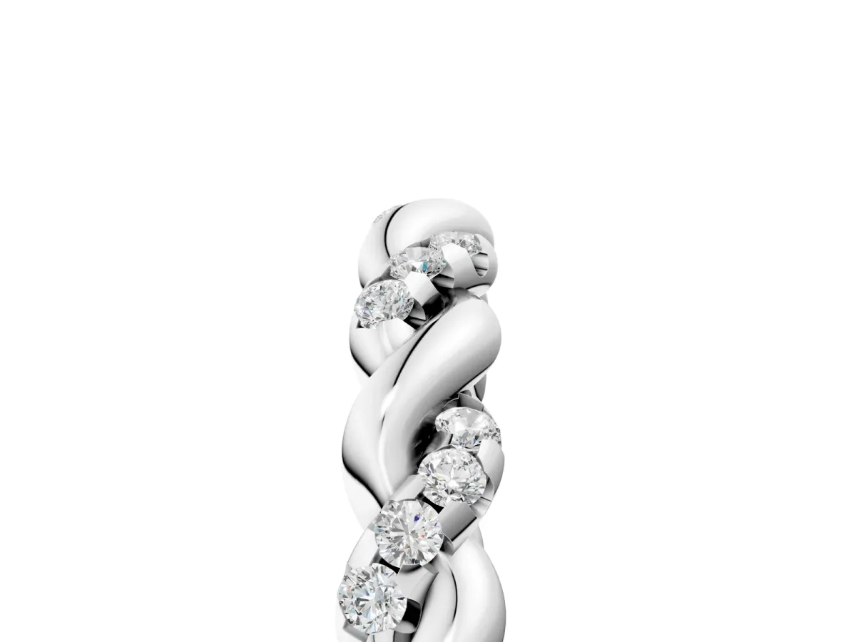 Twisted Pavé Round Diamond Eternity Band Platinum