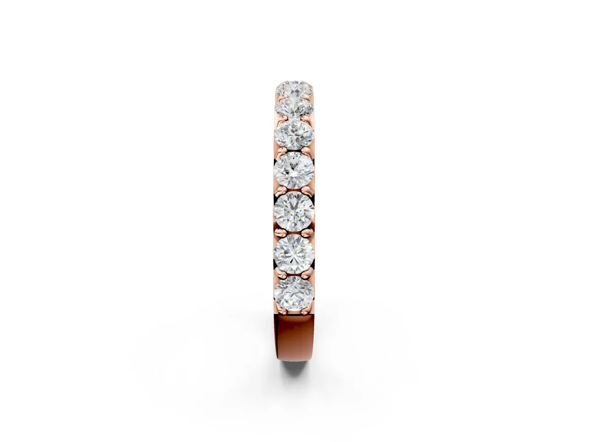 Round Diamond Half Eternity Band with Classic Prong Setting Rose gold