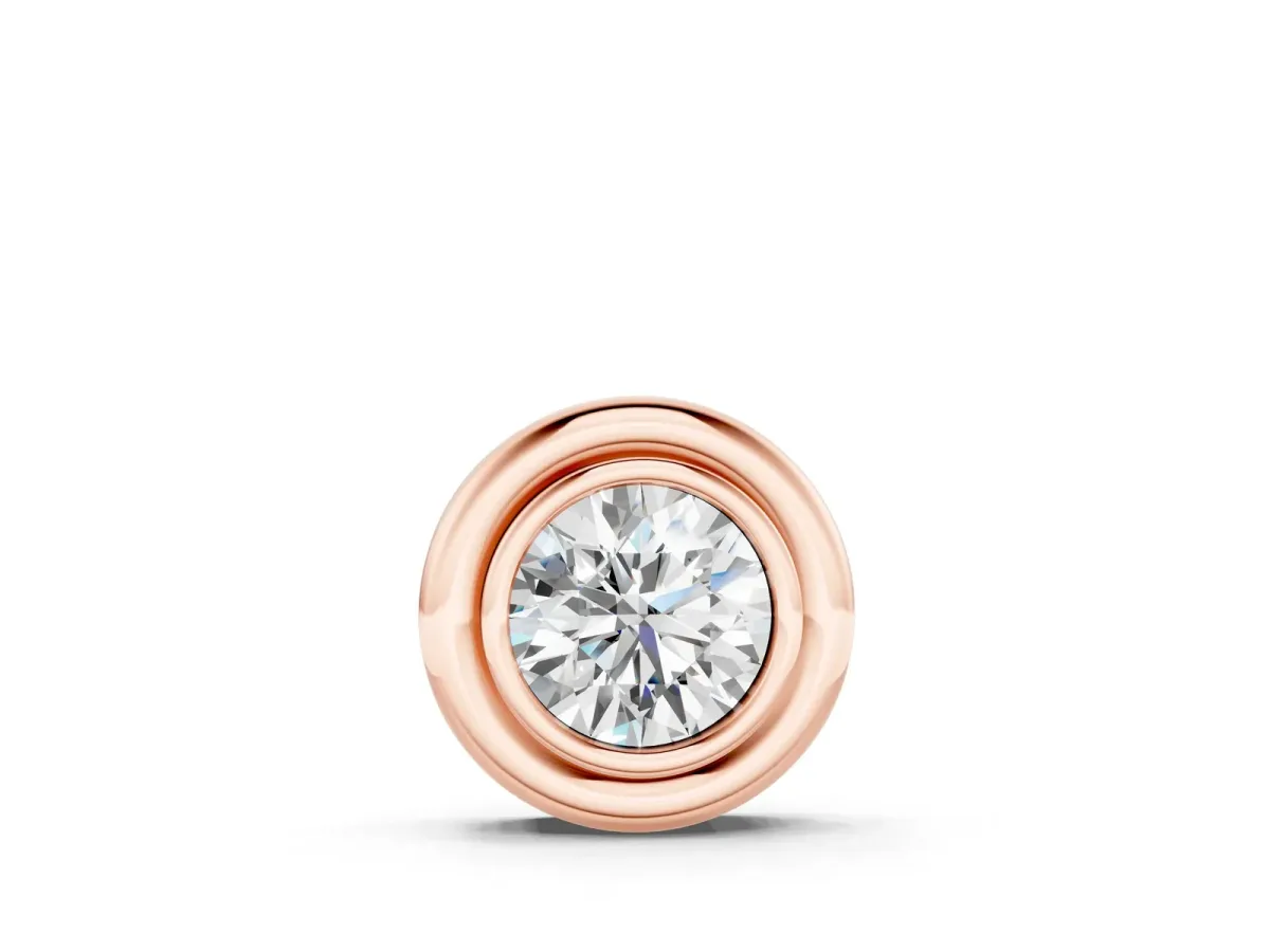 Bezel Round Diamond Pendant Rose gold