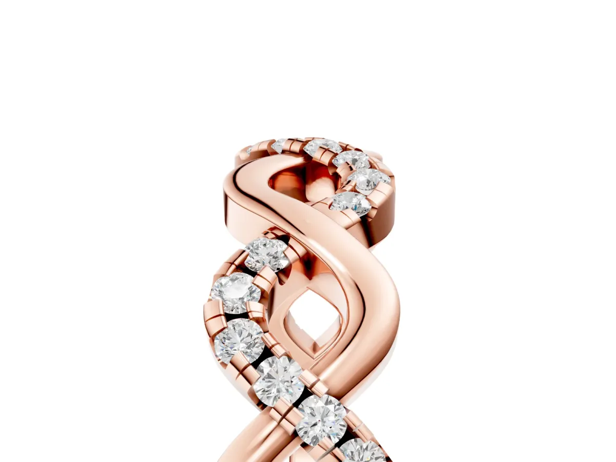 Twist Infinity Round Diamond Band with Pavé Setting Rose gold