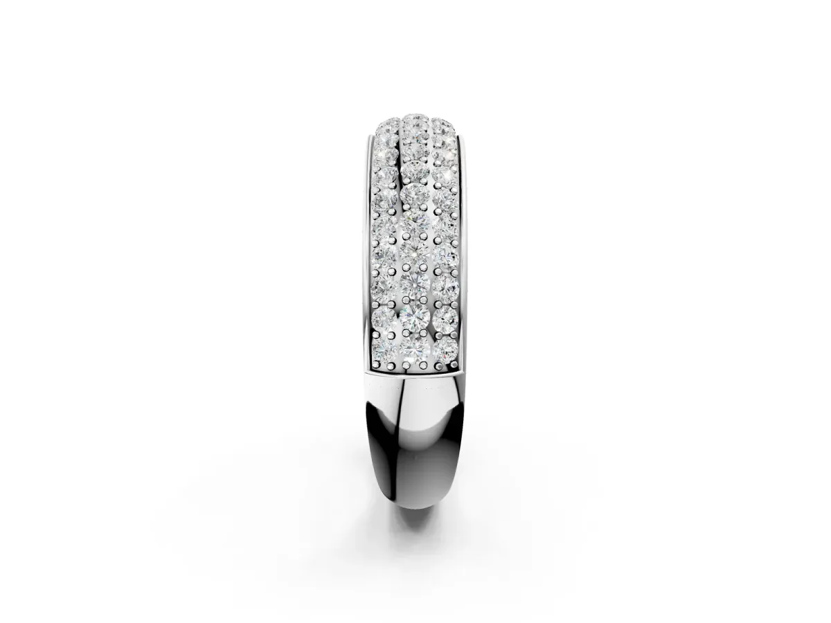 Three-Row Round Diamond Eternity Band with Shared Prong Setting Platinum