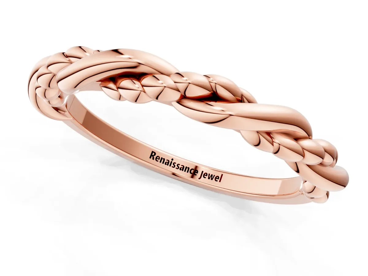 Twisted Rope Solitaire Band Rose gold