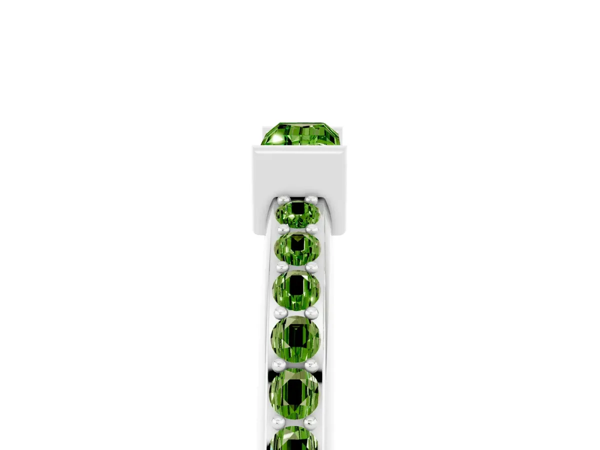 Baguette Peridot Pavé Band with Bar Setting Platinum