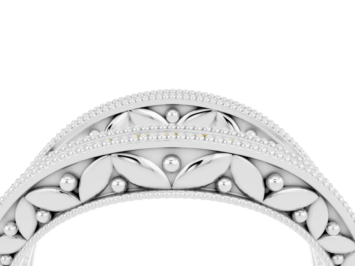 Round Yellow Sapphire Milgrain Eternity Band with Channel Setting Silver