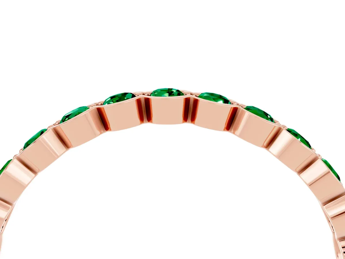 Round Emerald Bezel Set Eternity Band Rose gold