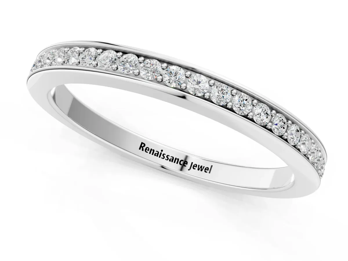 Round Diamond Eternity Band with Pavé Setting Silver