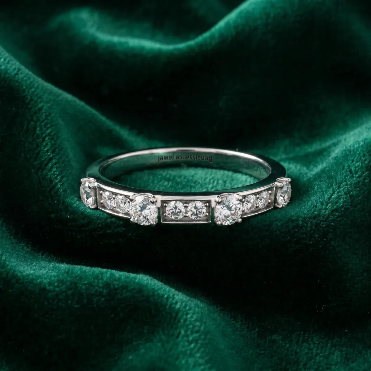 Round Diamond Channel Set Eternity Band with Prong Setting Platinum