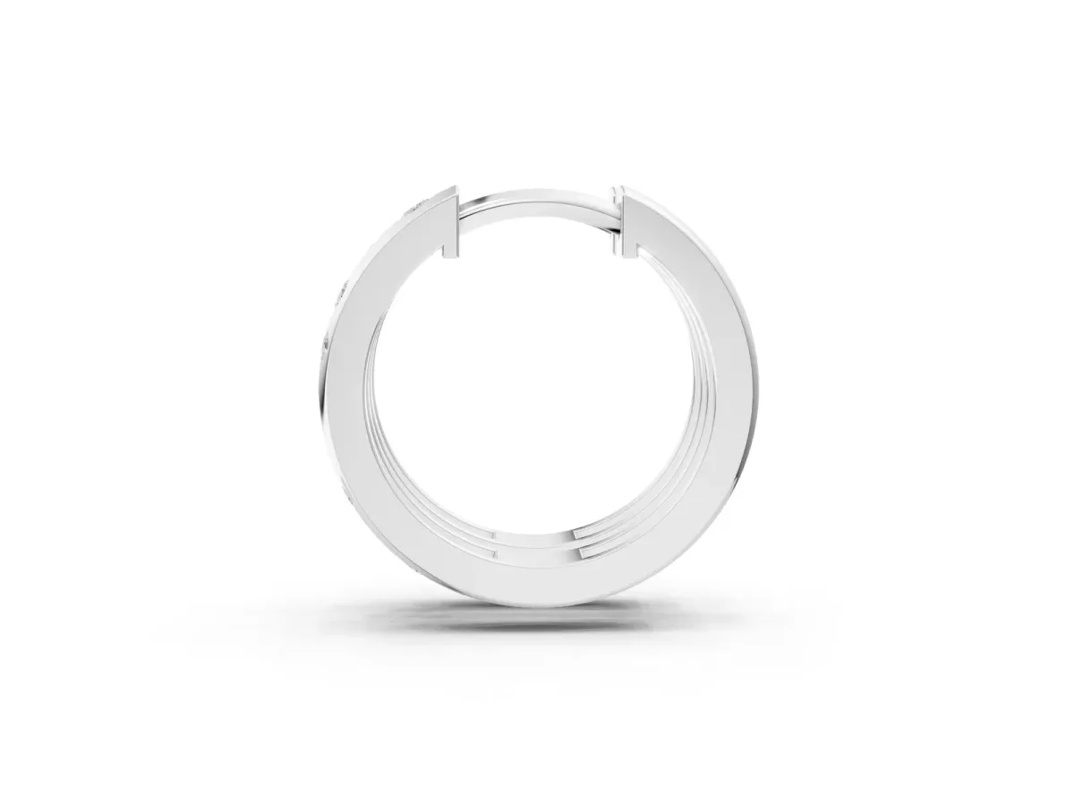Round Diamond Mosaic Hoop Earrings Silver