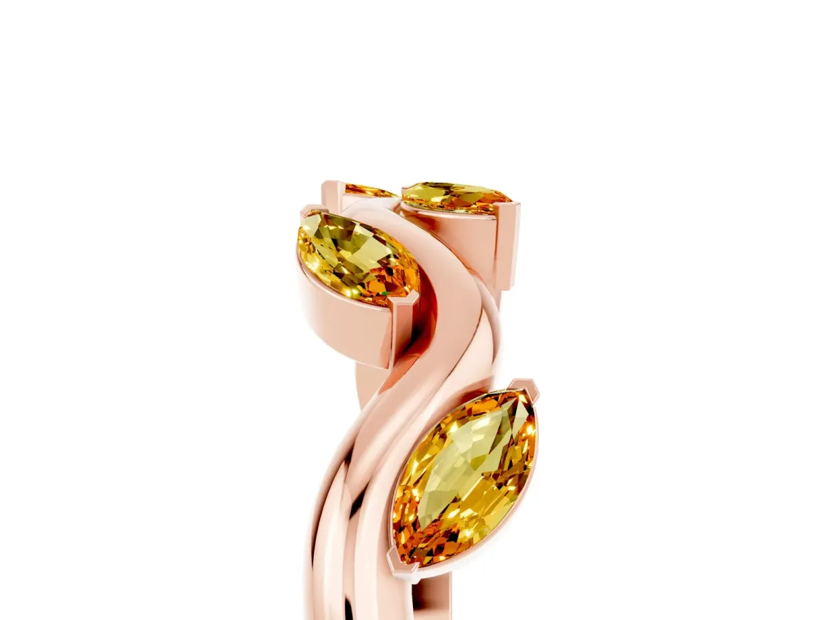 Marquise Citrine Twisted Band with Prong Setting Rose gold
