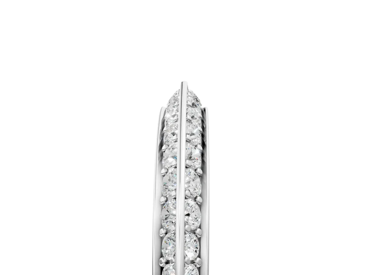 Double Row Pavé Round Diamond Eternity Band with Channel Setting Silver