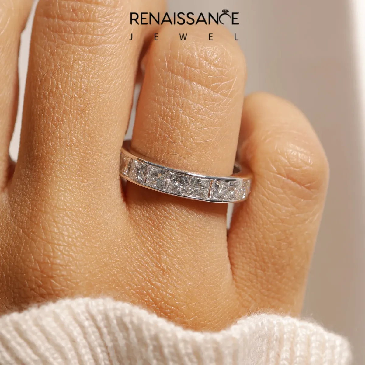 Princess Cut Eternity Band with Channel Set Platinum