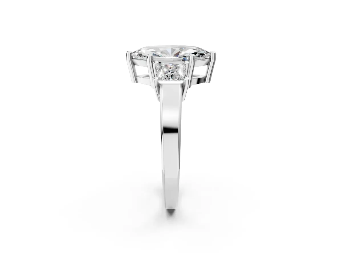 Three-Stone Marquise Cut Cut Solitaire Ring with Prong Setting White gold