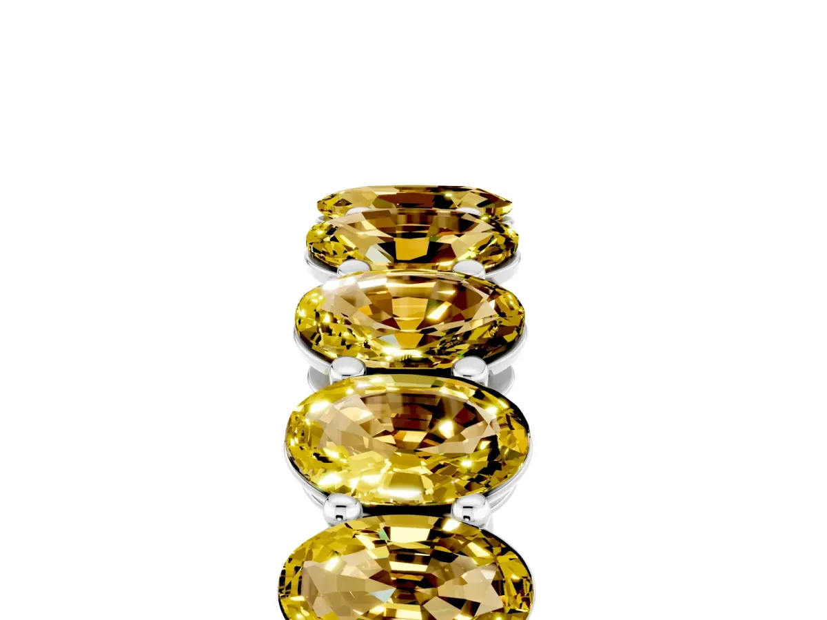 Oval Cut Yellow Sapphire Eternity Band with Shared Prong Setting White gold