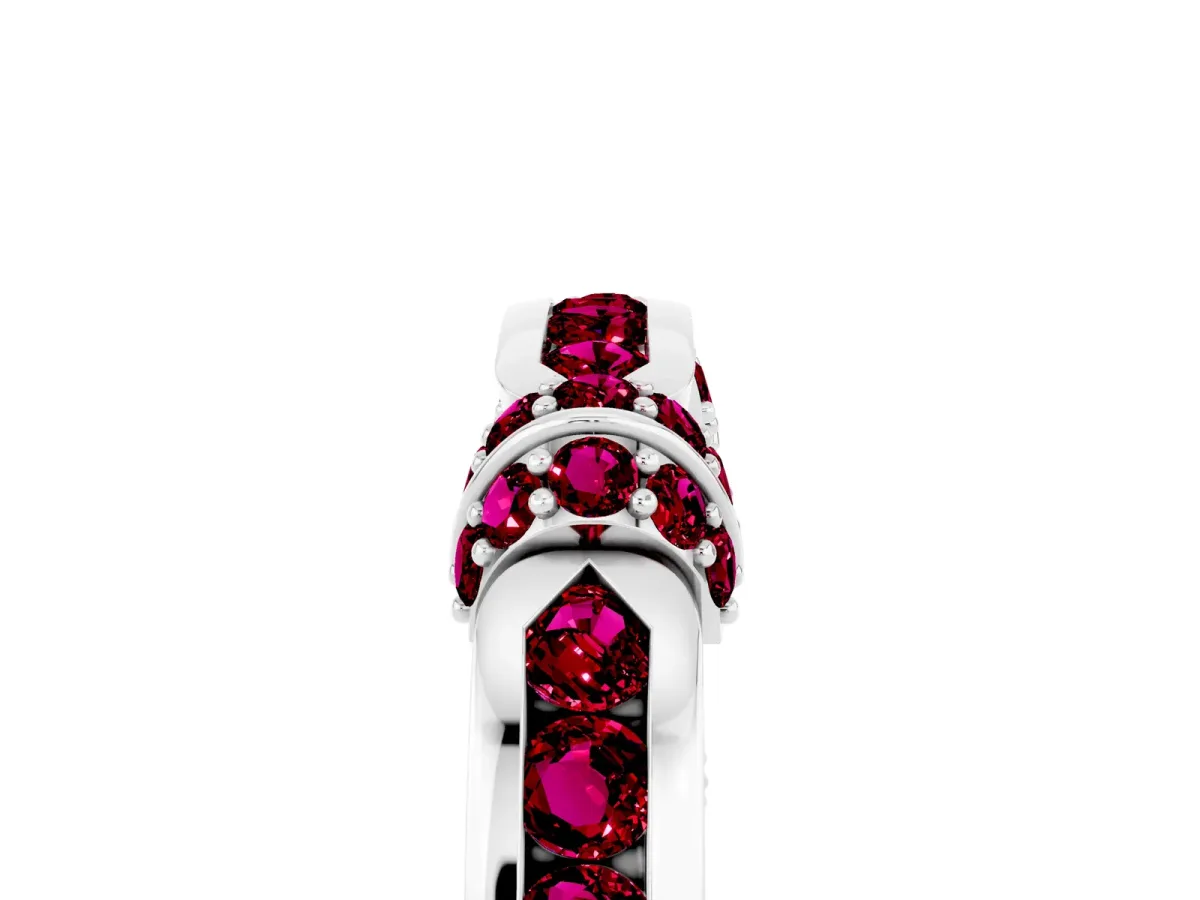 Pavé Round Garnet Link Band with Bezel Setting Platinum