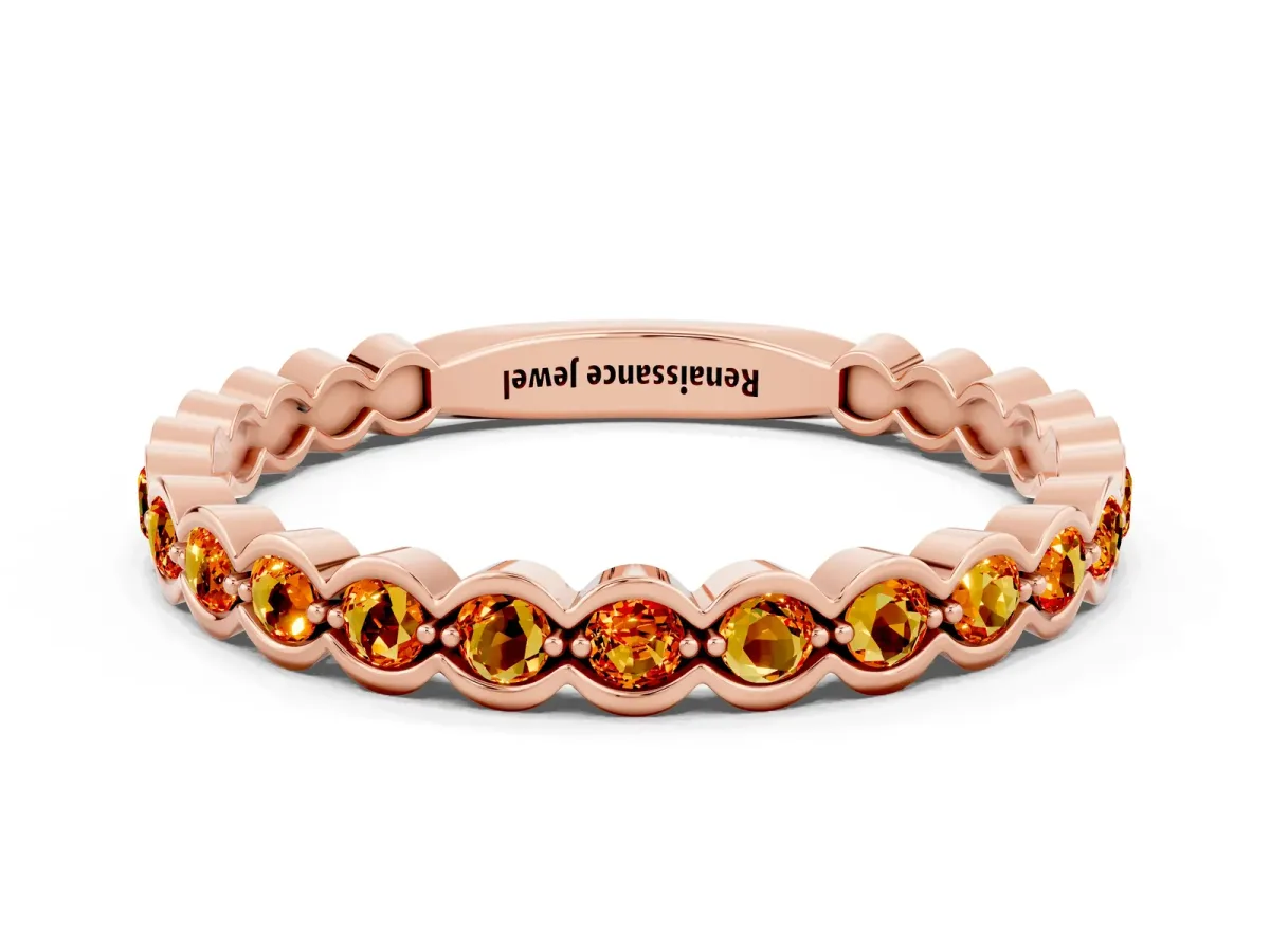 Round Citrine Bezel Set Eternity Band Rose gold
