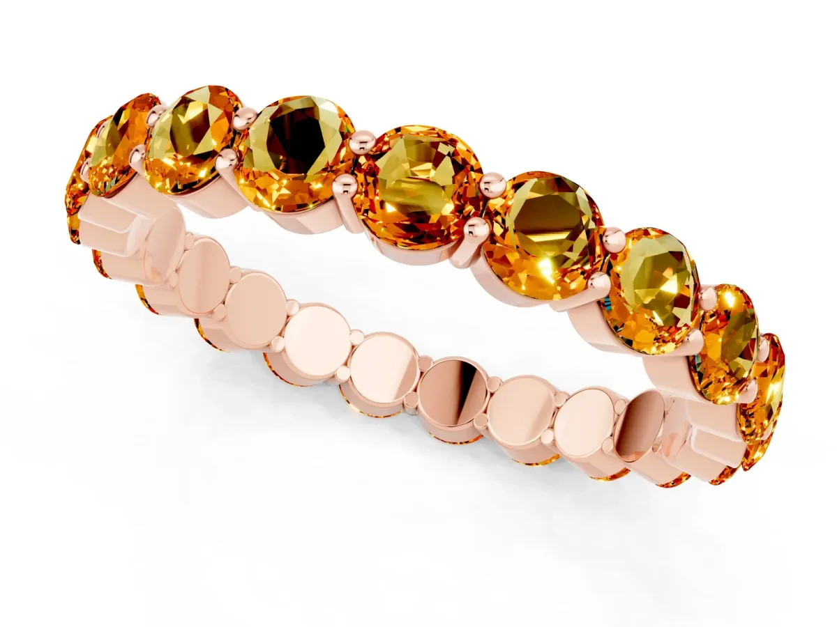 Round Citrine Eternity Band with U-Prong Setting Rose gold