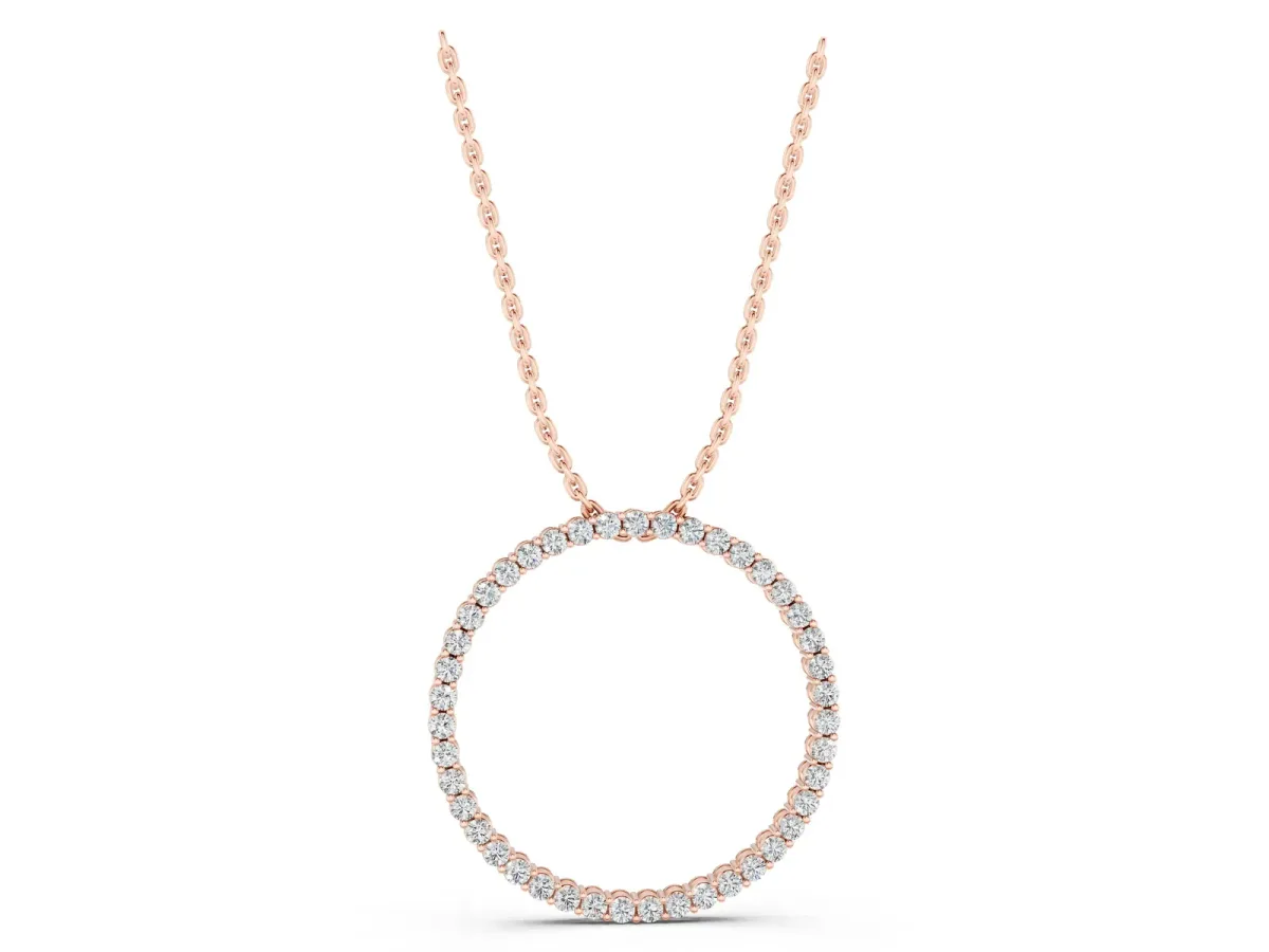 Round Cut Diamond Prong Set Eternity Pendant Rose gold
