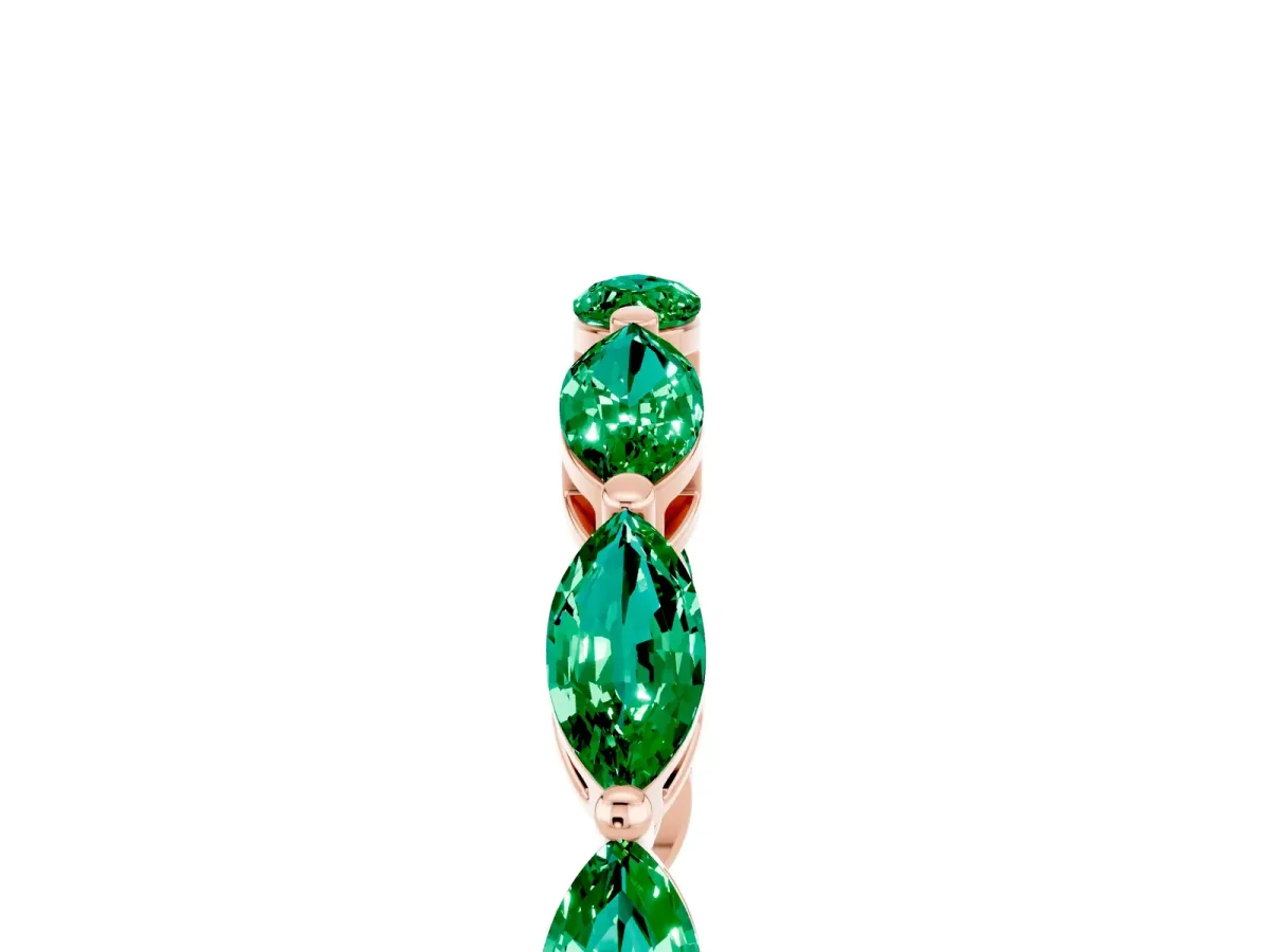 Marquise Emerald Eternity Band with U-Prong Setting Rose gold