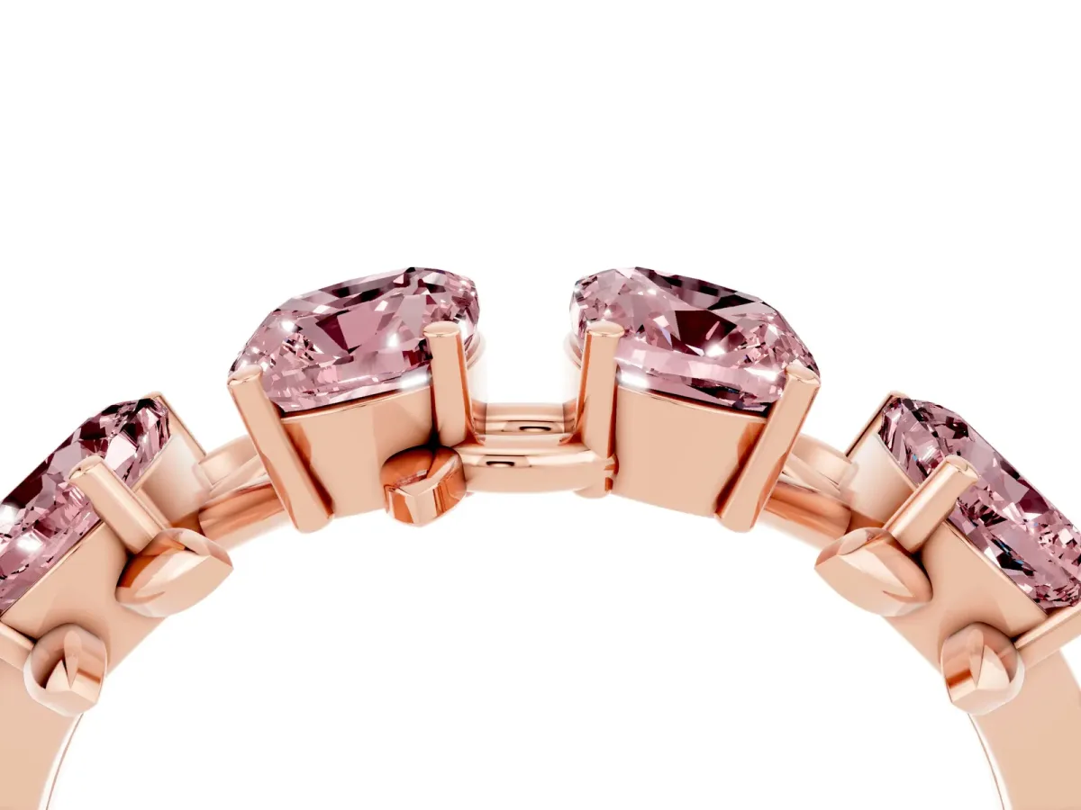 Emerald Cut Morganite Prong-Set Half Eternity Band Rose gold