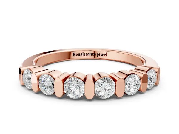 Channel Set Round Diamond Half Eternity Band Rose gold