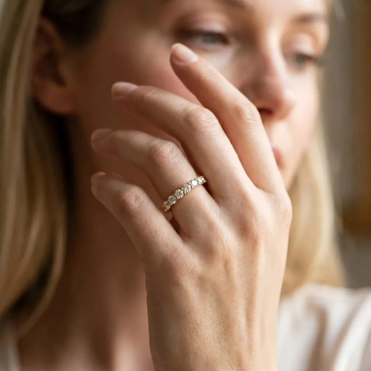 Round Diamond Eternity Band with U-Prong Setting Yellow gold