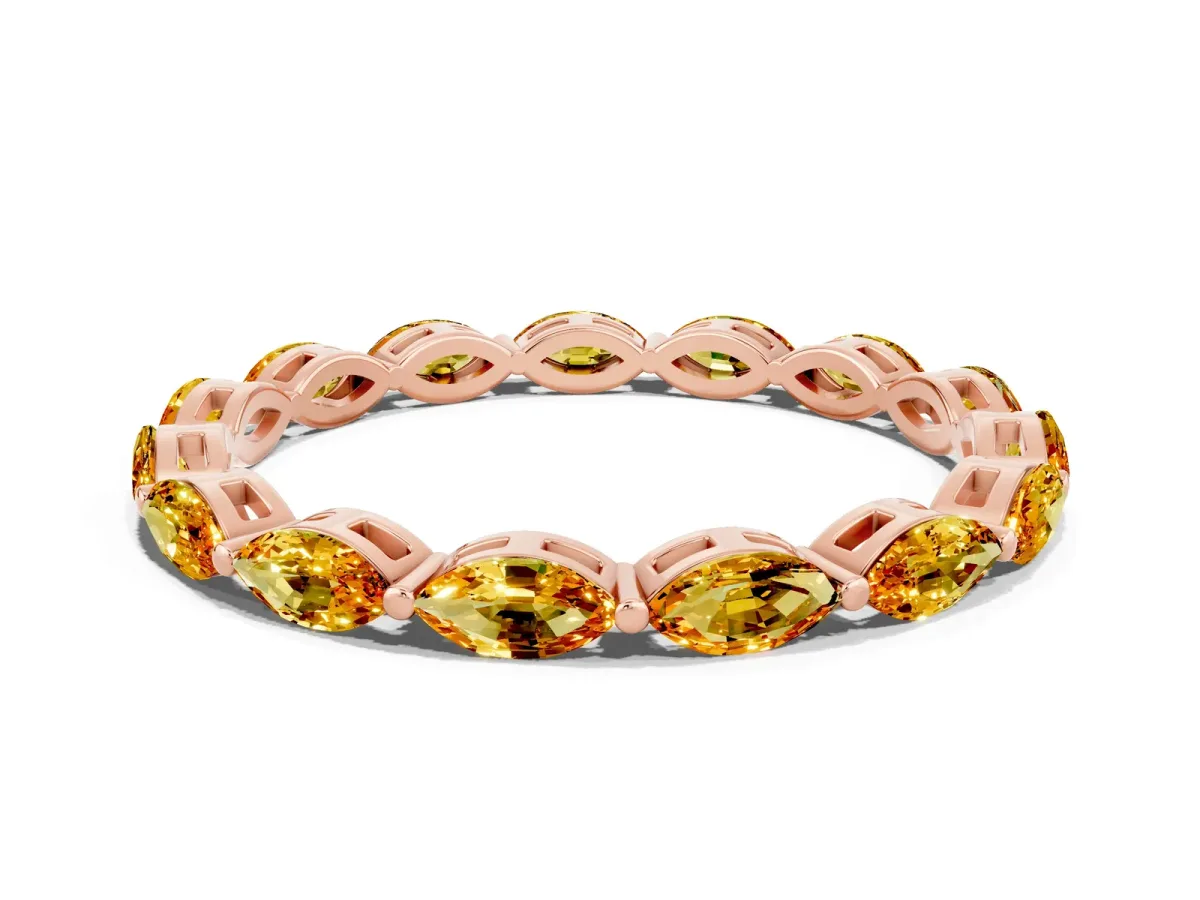 Marquise Citrine Eternity Band with U-Prong Setting Rose gold