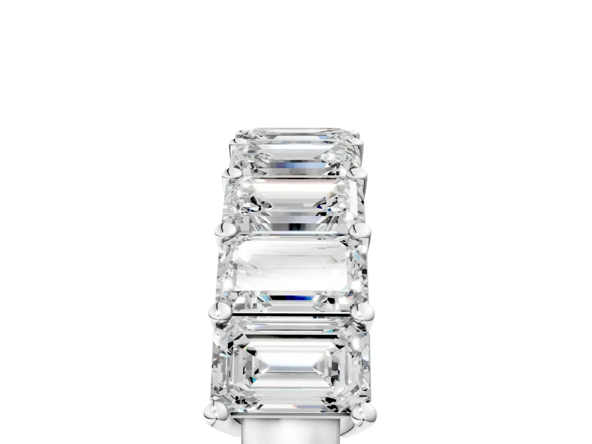 Emerald Cut Diamond Prong-Set Eternity Band White gold