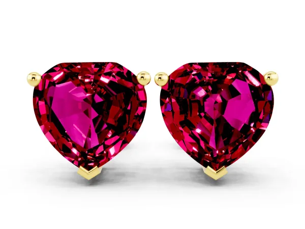 Heart Cut Garnet Stud Earrings Yellow gold