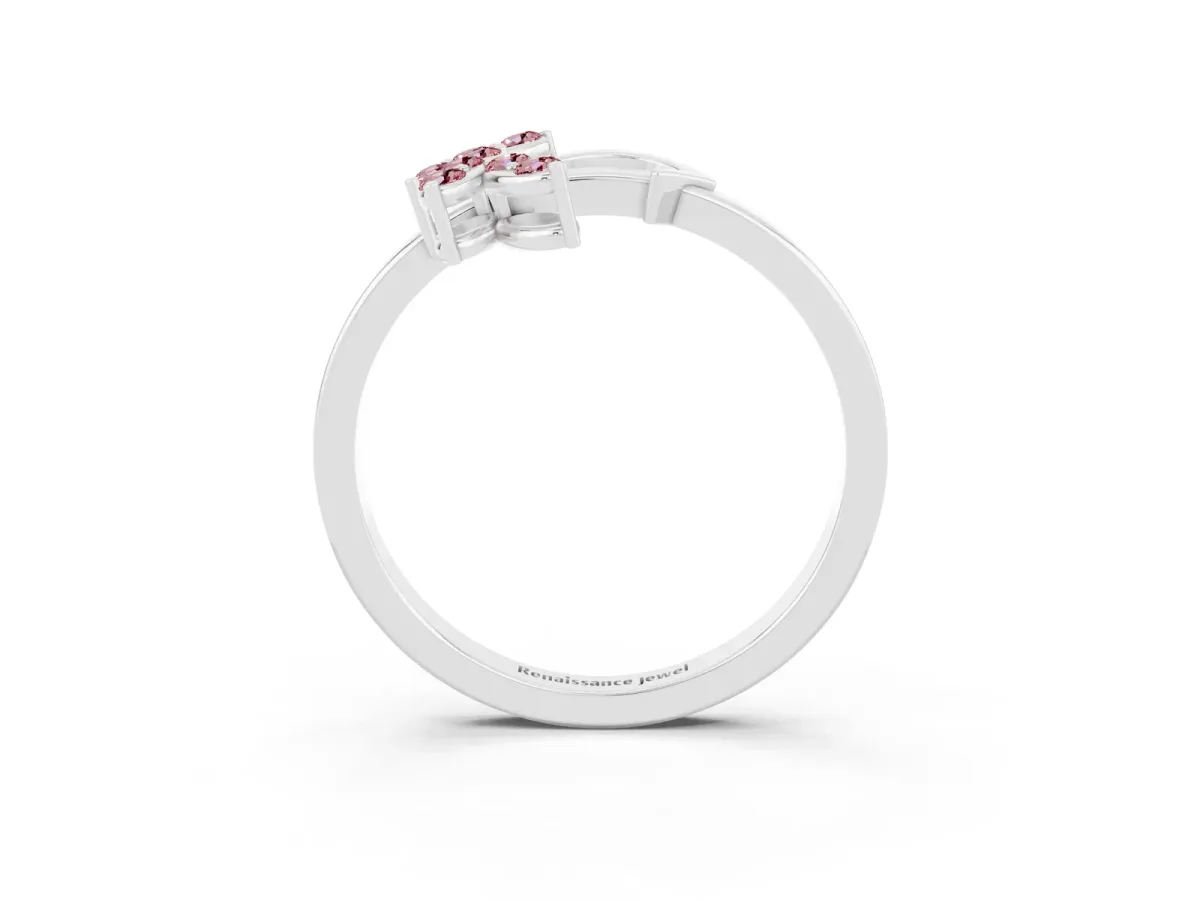 Marquise Morganite Cluster Bypass Ring with Prong Setting White gold