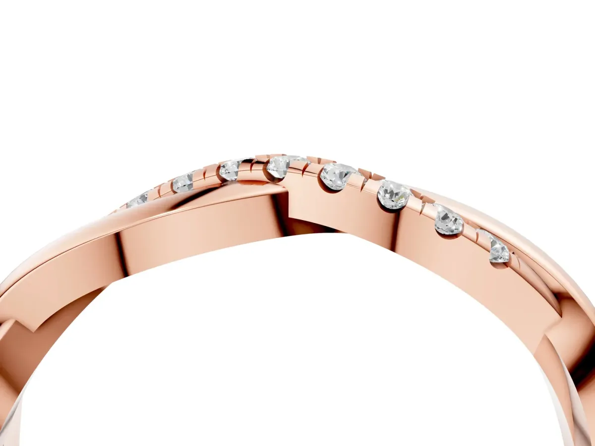 Twisted Pavé Round Diamond Infinity Band Rose gold